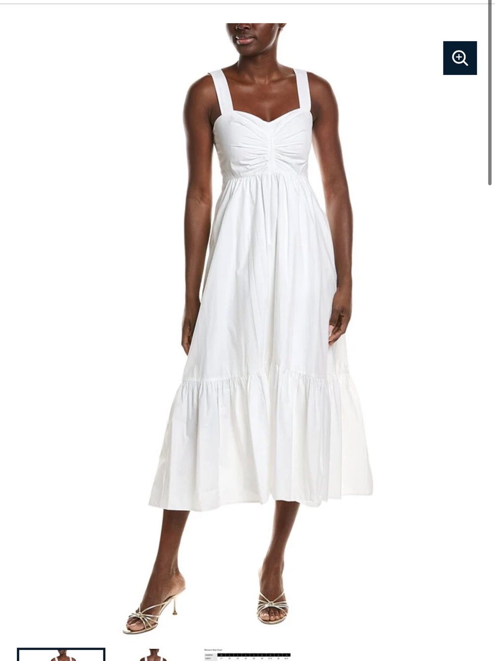A.L.C. White Ruched Bust Midi Dress